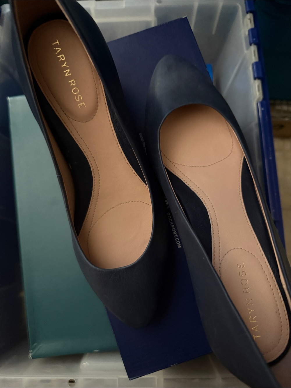 Taryn Rose Navy ROCHELLE Pointed-Toe Leather Pump